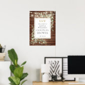 モノグラム素朴葉ブライダルシャワーウェルカムサイン ポスター (ホームオフィス)