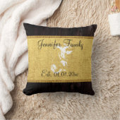 モノグラム素朴金ゴールドバーラップリネンウッドルック クッション (ブランケット)