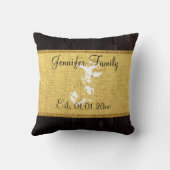 モノグラム素朴金ゴールドバーラップリネンウッドルック クッション (裏面)