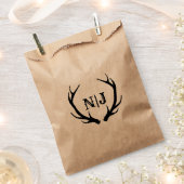 モノグラム素朴鹿〔雄ジカの〕枝角のパーソナライズされた恩恵 フェイバーバッグ (クリップ留めされた状態)