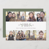 モノグラム素朴8フォトコラージュのホリデーカード シーズンカード (正面/裏面)