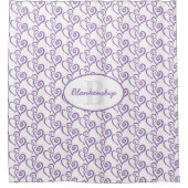 モノグラム紫のリンクハートパターン(白) シャワーカーテン (正面)