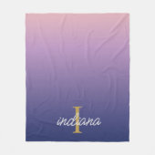 モノグラム紫グラデーションススタイリッシュクリプト名 フリースブランケット (正面)