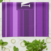 モノグラム紫ストライプ色 キッチンタオル (折り畳み)