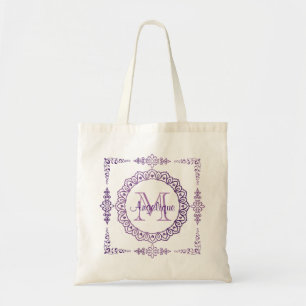 モノグラム紫色フレームの空想のレースのガーリーな宝石の薄紫 トートバッグ