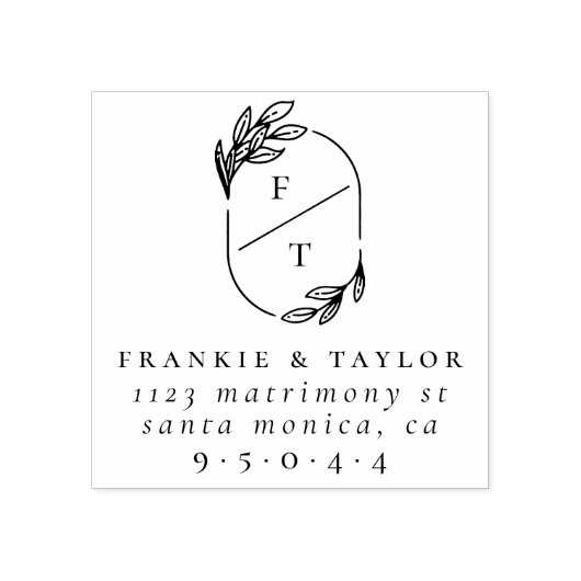 モノグラム結婚したカップル |の結婚差出人住所 ラバースタンプ (インプリント)