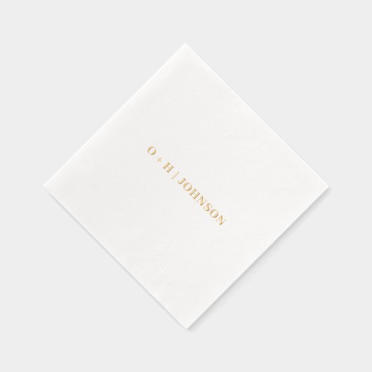 モノグラム結婚のエレガントミニマルシンプルリスト金ゴールド 箔ナプキン (右)