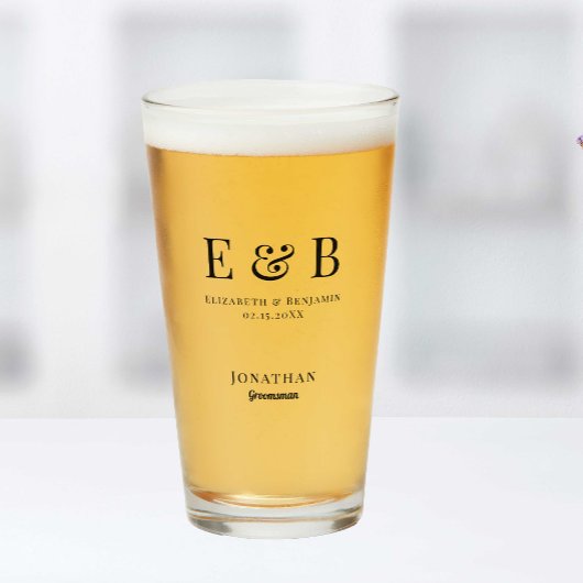 モノグラム結婚のグロムスマンのギフトパーソナライズされたブラック タンブラーグラス