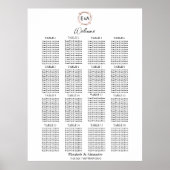 モノグラム結婚のシーティングチャートのサインフォームボード ポスター (正面)