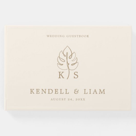 モノグラム結婚のロゴモンステラ ゲストブック (正面)