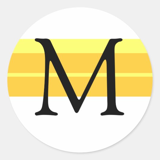 モノグラム結婚の封筒ステッカー黄色 ラウンドシール (正面)