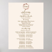 モノグラム結婚の式プログラムのサインフォームボード ポスター (正面)