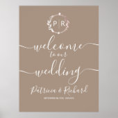 モノグラム結婚の歓迎サイン ポスター (正面)