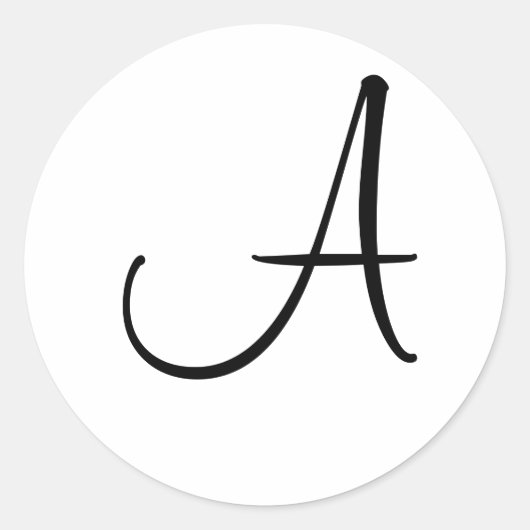 モノグラム結婚の白黒カスタムイニシャル文字 ラウンドシール (正面)