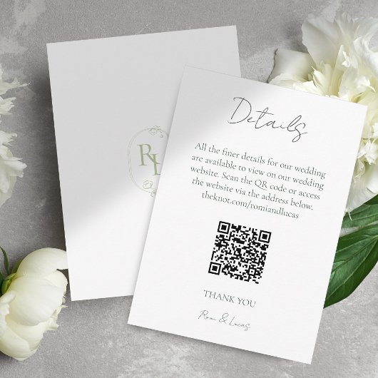 モノグラム結婚の素晴らし詳細QRコード エンクロージャーカード