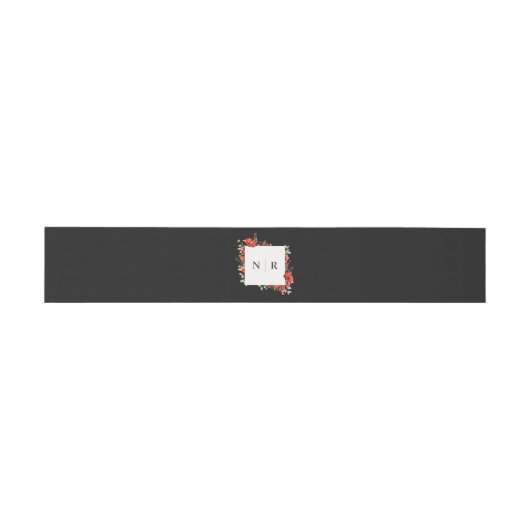 モノグラム結婚の繊細なケシのダーク結婚スカル 招待状ベリーバンド (フラット)