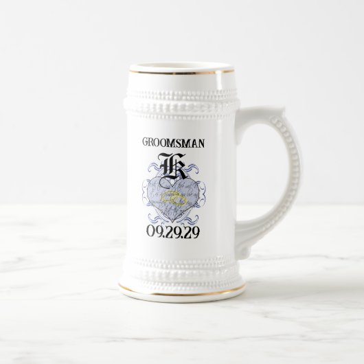 モノグラム結婚の誓ハート ビールジョッキ (右)