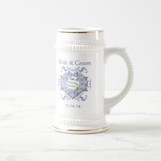 モノグラム結婚の誓ハート ビールジョッキ (右)