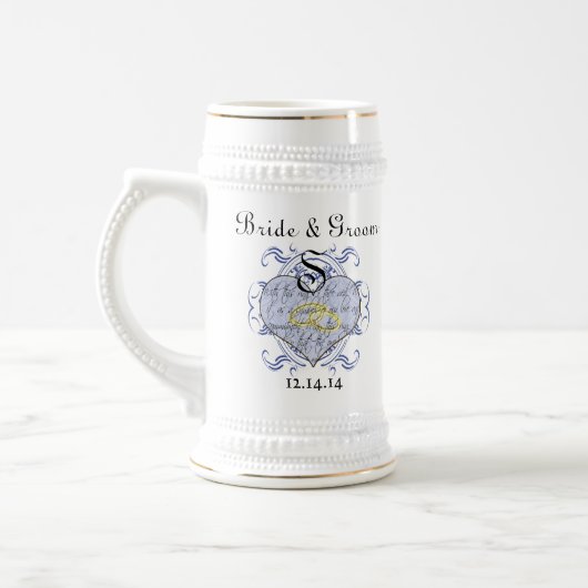 モノグラム結婚の誓ハート ビールジョッキ (左)