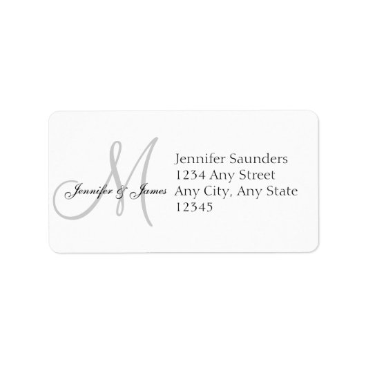 モノグラム結婚の返信カード住所 シール (正面)