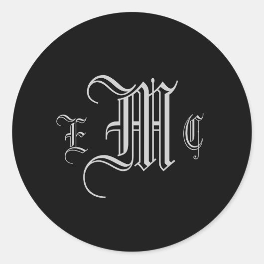 モノグラム結婚の3つのイニシャル花嫁シール ラウンドシール (正面)