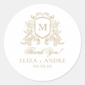 モノグラム結婚エレガントのクラシックラウンドステッカー ラウンドシール (正面)