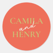 モノグラム結婚エレガントのクラシックラウンドステッカー ラウンドシール (正面)