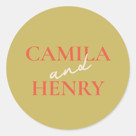モノグラム結婚エレガントのクラシックラウンドステッカー ラウンドシール (正面)