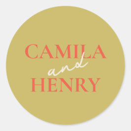 モノグラム結婚エレガントのクラシックラウンドステッカー ラウンドシール