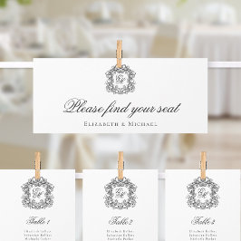 モノグラム結婚クレストの座席表ヘッダーカード 招待状