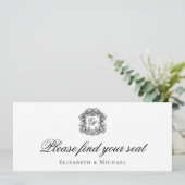 モノグラム結婚クレストの座席表ヘッダーカード 招待状 (スタンド正面)