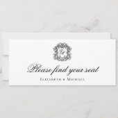 モノグラム結婚クレストの座席表ヘッダーカード 招待状 (正面)