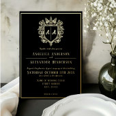 モノグラム結婚クレスト箔招待状 箔招待状