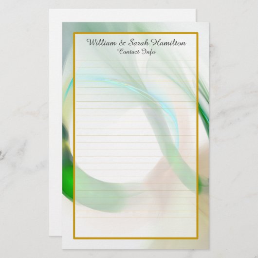 モノグラム結婚グリーンのリングや輪が並素晴らしんだ文房具 便箋 (正面/裏面)