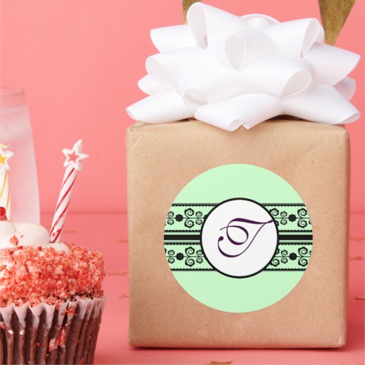 モノグラム結婚ス縁どミントル ラウンドシール (パーティー)