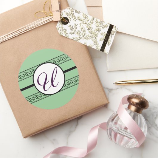 モノグラム結婚ス縁どミントル ラウンドシール (ギフト)