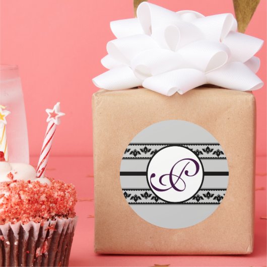 モノグラム結婚ス縁どミントル ラウンドシール (パーティー)