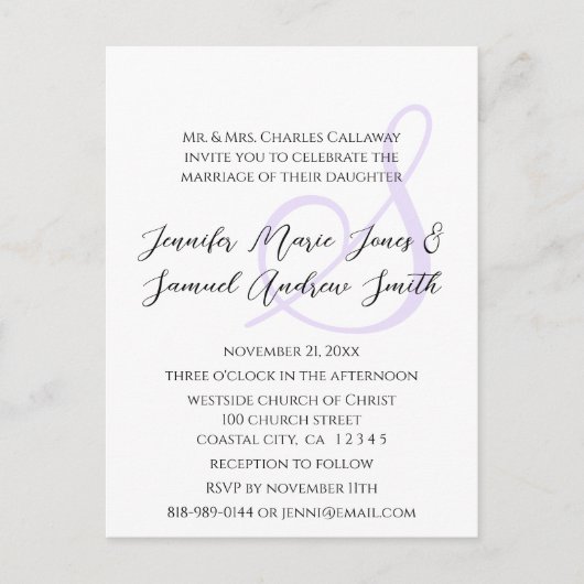 モノグラム結婚ス ポストカード (正面)