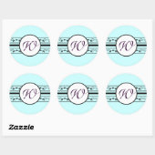 モノグラム結婚ズアクア縁どブルー ラウンドシール (シート)