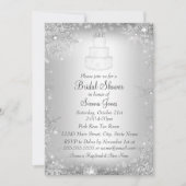 モノグラム結婚ズケーキシルバーブライダルシャワー招待状 招待状 (正面)