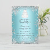 モノグラム結婚ズケーキブルーブライダルシャワー招待状 招待状 (スタンド正面)