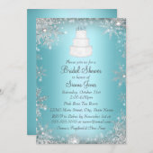 モノグラム結婚ズケーキブルーブライダルシャワー招待状 招待状 (正面/裏面)