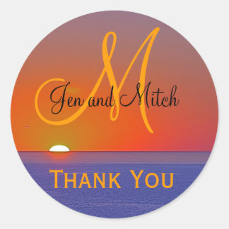 モノグラム結婚ズトロピカルパラダイス封筒用シール ラウンドシール