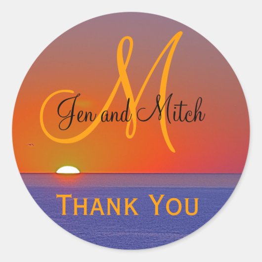 モノグラム結婚ズトロピカルパラダイス封筒用シール ラウンドシール (正面)