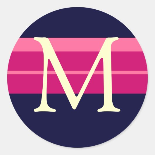 モノグラム結婚ズピンクネイビーアイボリー封筒シール ラウンドシール (正面)