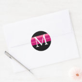 モノグラム結婚ズピンク白黒封筒シール ラウンドシール (封筒)