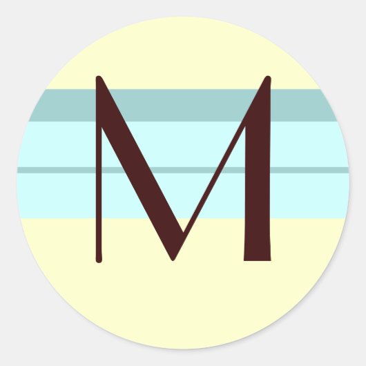 モノグラム結婚ズ封筒用シールブラウンアイボリーブルー ラウンドシール (正面)