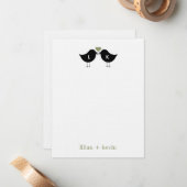 モノグラム結婚バードの平らなサンキューカード- Sage ノートカード (正面/裏面インサイチュ)