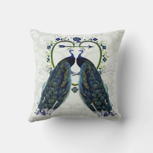 モノグラム結婚ピーコックハートカスタム記念日 クッション (裏面)