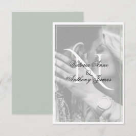 モノグラム結婚フォトスクリプトサンキューカード サンキューカード